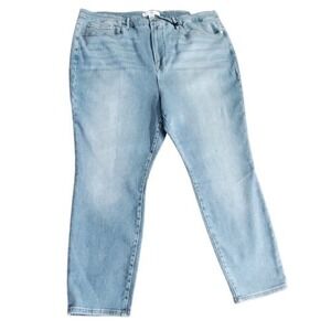 Good American x‎ Zara Women's High Rise Jeans Tapered Leg Light Wash, W 43, L27